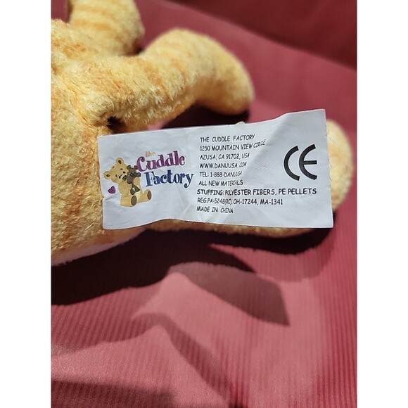 Vtg Cuddle Factory TABBY Orange Stripes Cat Kitten Bean Bag Plush Pink Nose Ears - Picture 7 of 8